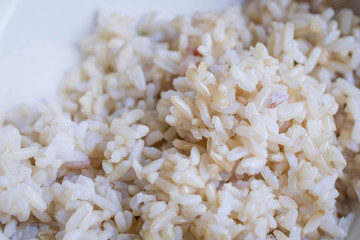 Cooked organic rice and ready to eat