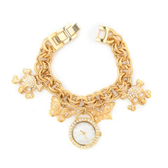 gold bracelet with clock