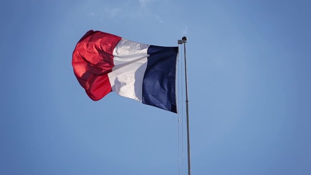 Slow motion french flag close up - 60fps. French flag slow motion on a sunny day in Paris - close up - 1080p