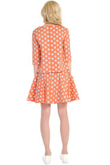 woman in a blouse and skirt back isolated on white