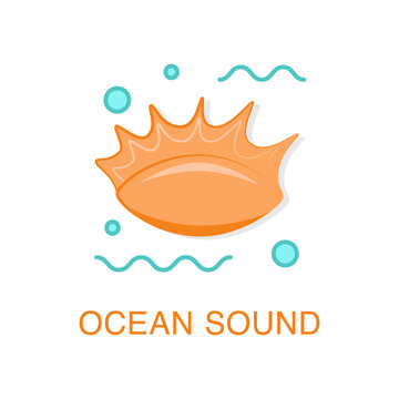 Ocean sound in the empty shell on a beach. Summer vacation concept.