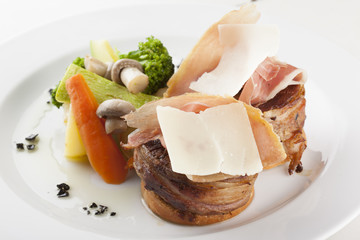 Roasted beef fillet on plate