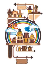 Fototapeta premium Vector concept and infographic design elements.City illustration