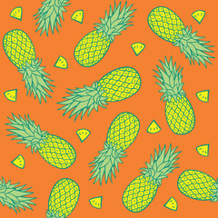 Seamless Pattern with Pineapples. Vector illustration