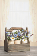 Flowers In Wooden Crate