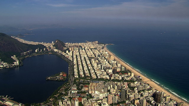 Aerial view of Ipanema and Copacabana Beach, Rio de Janeiro, Brazil