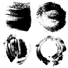 Round textured prints with paint on paper set 3