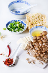 Ingredients for asian ramen soup