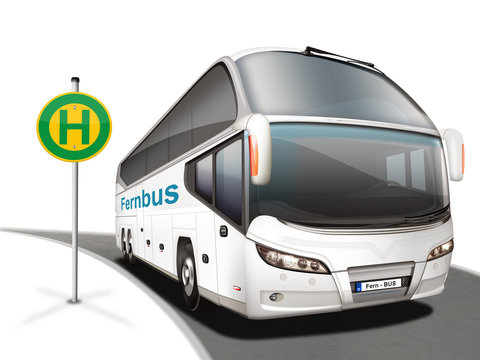 Fernbus Haltestelle, freigestellt