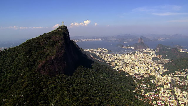 Aerial view of Botafogo Bay and Sugarloaf Mountain, Rio de Janeiro, Brazil