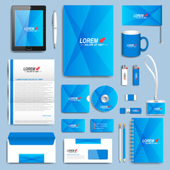 Blue set of vector corporate identity templates. Modern business stationery design