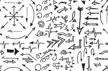 hand-drawn doodle seamless pattern with arrows