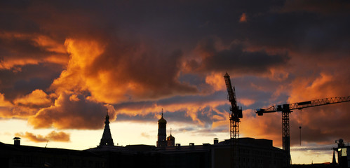 Sunset clouds over the Moscow 