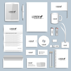 White set of vector corporate identity templates. Modern business stationery design