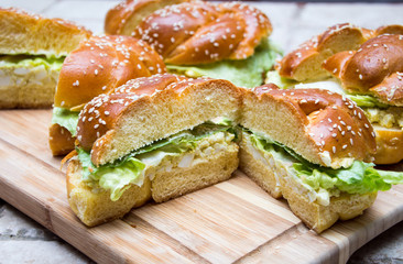 egg sandwich close up 