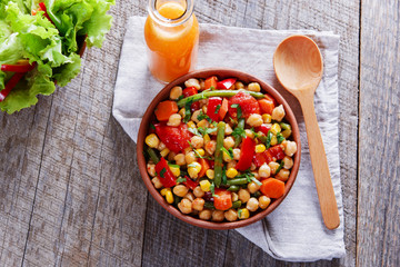 chickpeas with tomato carrot green beans corn