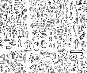 hand-drawn doodle seamless pattern with arrows