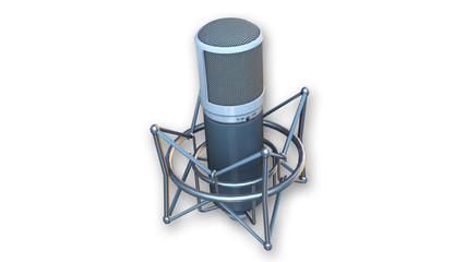 Studio Recording Microphone, audio equipment isolated on white background