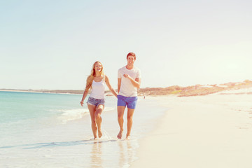 Romantic young couple on the beach