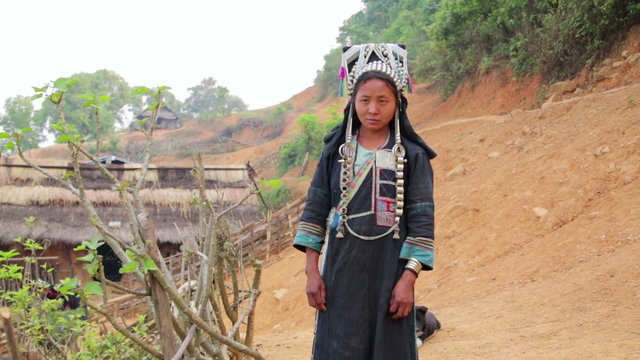 indigenous native tribal people, Akha tribe village, Pongsali, Laos