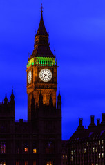 Fototapeta na wymiar Houses of Parliament at night, Westminster, London 