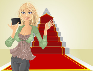 sweet girl with a real estate agent keys on beginning the road t