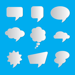 Nine dialog boxes on blue background