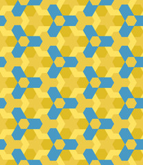 Blue and ochre shades decorative seamless geometric pattern