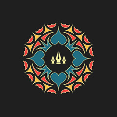 Ornament Decoration. Ornate Frame. Elegant Element for Design, Place for Text. Retro Style for Invitations, Banners, Posters, Placards and Badges. Ethnic Circle Element. Vector Fashion Illustration.