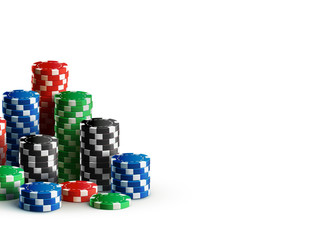 casino chips isolated on white realistic theme