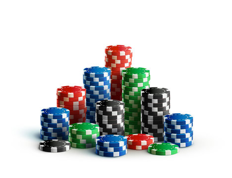 casino chips isolated on white realistic theme