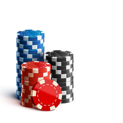 casino chips isolated on white realistic theme