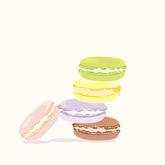 French Macaron Dessert Tasty Colorful Cookie Sweet Vector Illustration