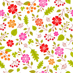 Colorful flowers seamless pattern