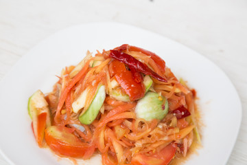Papaya salad Thai cuisine spicy delicious