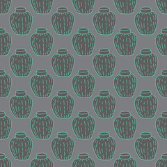 Vector handmade vase pattern perfect for textile design, web design, creating backgrounds, wallpapers and decorating interiors.