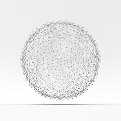 3d Sphere. Global Digital Connections. Technology Concept. Vector Illustration.