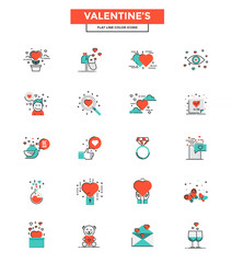 Flat Line Color Icons- Valentines