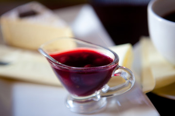 Dessert - Cheesecake with Berries Sauce