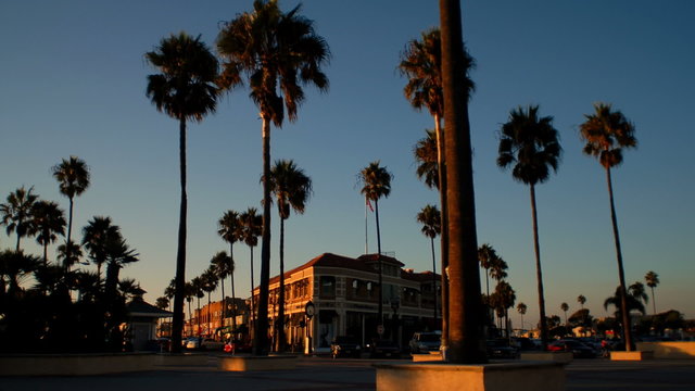 Time-lapse of a shopping district near Newport Beach CA.