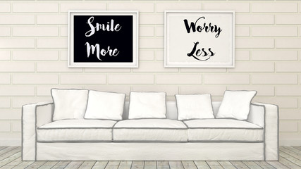 Woman Motivation words She believed, she could so She did. She designed a life She Loved. Success concept. Inspirational poster in modern interior. 3d render