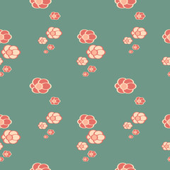 cute colorful flowers lovely oriental seamless vector pattern background illustration