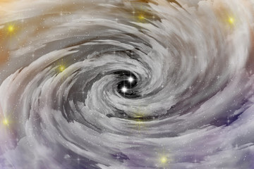 Twirl in space / Twirl of gas or clouds with stars in space.