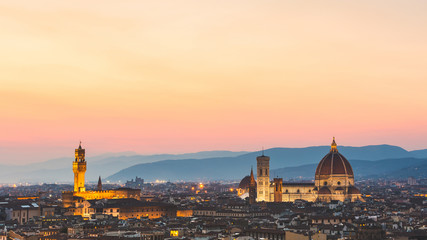 Fototapeta na wymiar Florence, Italy, panoramic view at sunset