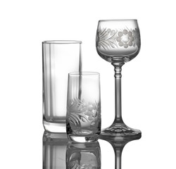 Crystal cut glass / Crystal cut glass on white background.