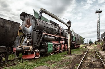 Obraz na płótnie Canvas The old steam locomotive