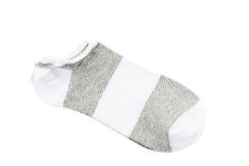 pair of fashionable striped short socks isolated on white