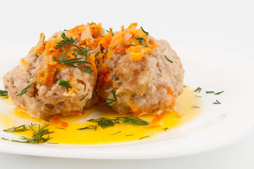 Meatballs on a white plate