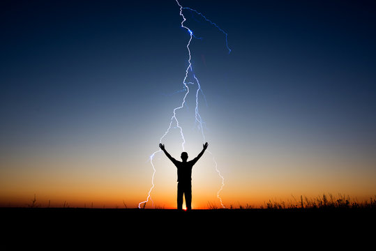 man and lightning from heaven