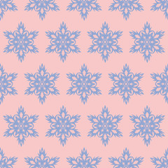 Naklejka na ściany i meble Snowflake seamless.pattern. Christmas background. Rose quarts and serenity colors.